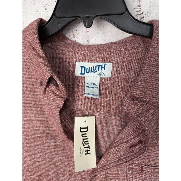 Duluth Trading Company Relaxed Fit Heather Red Flannel Button up Shirt Men's Siz - Picture 2 of 9